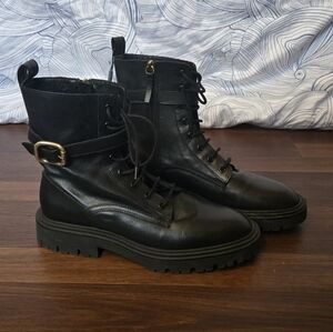 Zara Black Combat & Moto Boots